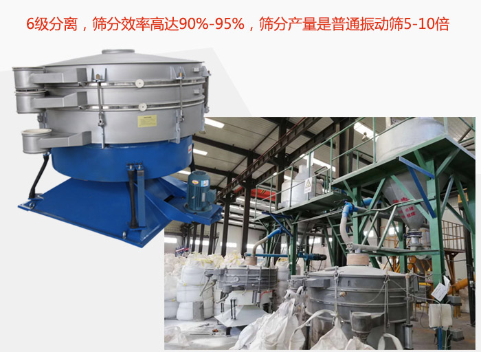 搖擺篩采用6級分離，篩分效率高達(dá)90%-95%，篩分產(chǎn)量是普通振動(dòng)篩5-10倍
