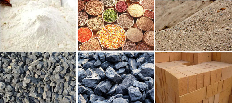 風(fēng)冷式直線振動篩可篩分物料有：耐火材料，糧食，沙土，石子等。